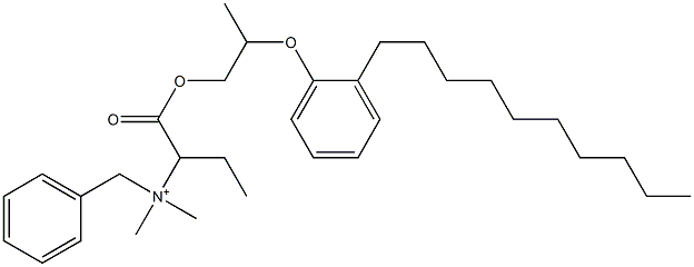 N,N-Dimethyl-N-benzyl-N-[1-[[2-(2-decylphenyloxy)propyl]oxycarbonyl]propyl]aminium 구조식 이미지