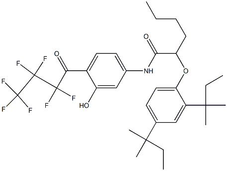 2-(2,4-Di-tert-pentylphenoxy)-N-[3-hydroxy-4-(heptafluorobutyryl)phenyl]hexanamide 구조식 이미지