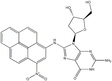 N-(2'-Deoxyguanosin-8-yl)-3-nitropyren-1-amine 구조식 이미지