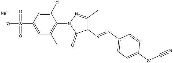 3-Chloro-4-[5-oxo-4,5-dihydro-3-methyl-4-[(4-thiocyanatophenyl)azo]-1H-pyrazol-1-yl]-5-methylbenzenesulfonic acid sodium salt Structure