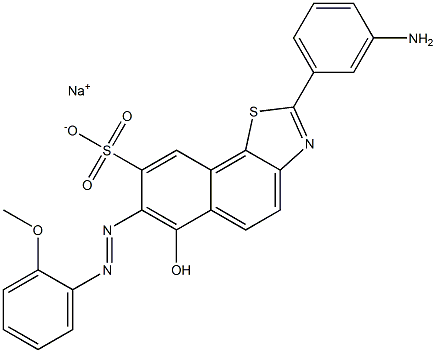 2-(3-Aminophenyl)-6-hydroxy-7-[(2-methoxyphenyl)azo]naphtho[2,1-d]thiazole-8-sulfonic acid sodium salt 구조식 이미지