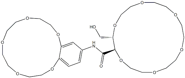 [2R,3S,(+)]-3-Hydroxymethyl-N-[(6,7,9,10,12,13,15,16-octahydro-5,8,11,14,17-pentaoxa-5H-benzocyclopentadecene)-2-yl]-1,4,7,10,13,16-hexaoxacyclooctadecane-2-carboxamide 구조식 이미지