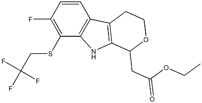 1-Ethyl-7-fluoro-8-(2,2,2-trifluoroethyl)thio-1,3,4,9-tetrahydropyrano[3,4-b]indole-1-acetic acid Structure