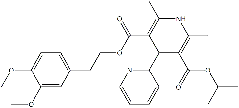 1,4-Dihydro-2,6-dimethyl-4-(2-pyridyl)pyridine-3,5-dicarboxylic acid 3-isopropyl 5-(3,4-dimethoxyphenethyl) ester Structure