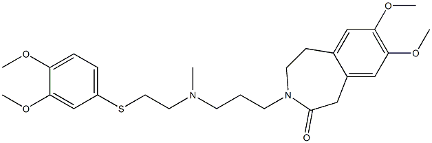 4,5-Dihydro-7,8-dimethoxy-3-[3-[N-methyl-2-(3,4-dimethoxyphenylthio)ethylamino]propyl]-1H-3-benzazepin-2(3H)-one 구조식 이미지