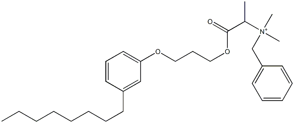 N,N-Dimethyl-N-benzyl-N-[1-[[3-(3-octylphenyloxy)propyl]oxycarbonyl]ethyl]aminium 구조식 이미지