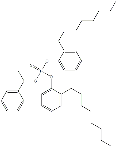 Dithiophosphoric acid O,O-bis(2-octylphenyl)S-(1-phenylethyl) ester 구조식 이미지