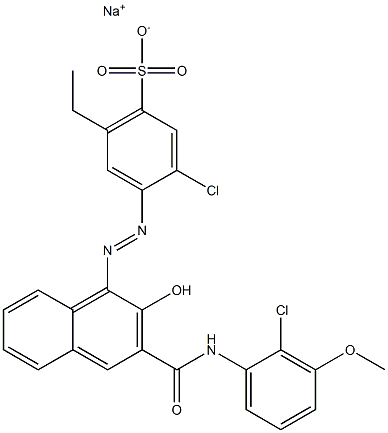 3-Chloro-6-ethyl-4-[[3-[[(2-chloro-3-methoxyphenyl)amino]carbonyl]-2-hydroxy-1-naphtyl]azo]benzenesulfonic acid sodium salt Structure