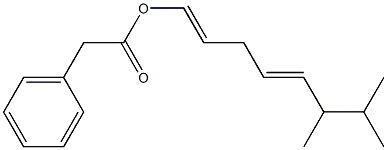 Phenylacetic acid 6,7-dimethyl-1,4-octadienyl ester 구조식 이미지