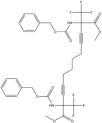 2,11-Bis(benzyloxycarbonylamino)-2,11-bis(trifluoromethyl)-3,9-dodecadiyne-1,12-dioic acid dimethyl ester 구조식 이미지