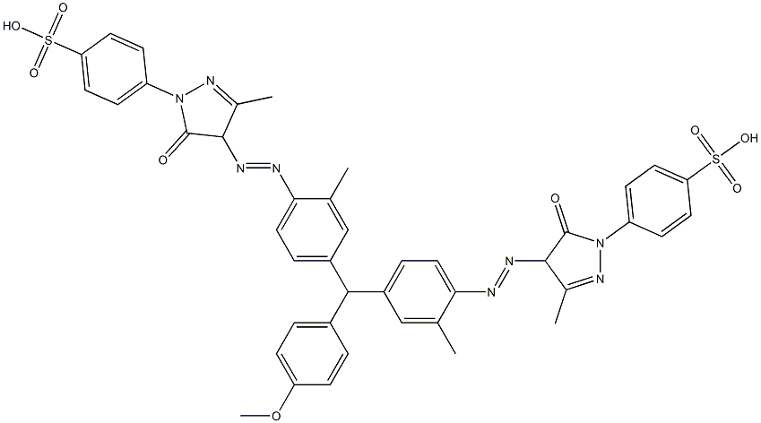 4,4'-[[(4-Methoxyphenyl)methylene]bis[(2-methyl-4,1-phenylene)azo[(4,5-dihydro-3-methyl-5-oxo-1H-pyrazole)-4,1-diyl]]]bis(benzenesulfonic acid) 구조식 이미지