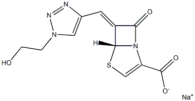 (5R,6Z)-6-[[1-(2-Hydroxyethyl)-1H-1,2,3-triazol-4-yl]methylene]-7-oxo-4-thia-1-azabicyclo[3.2.0]hept-2-ene-2-carboxylic acid sodium salt 구조식 이미지