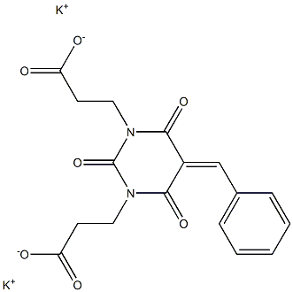 Hexahydro-5-benzylidene-2,4,6-trioxo-1,3-pyrimidinedipropionic acid dipotassium salt Structure