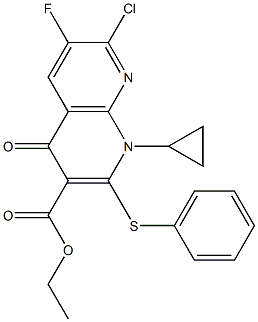 7-Chloro-1-cyclopropyl-6-fluoro-1,4-dihydro-4-oxo-2-phenylthio-1,8-naphthyridine-3-carboxylic acid ethyl ester 구조식 이미지