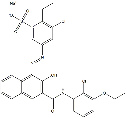 3-Chloro-2-ethyl-5-[[3-[[(2-chloro-3-ethoxyphenyl)amino]carbonyl]-2-hydroxy-1-naphtyl]azo]benzenesulfonic acid sodium salt Structure