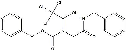 N-Benzyl-2-[benzyloxycarbonyl(2,2,2-trichloro-1-hydroxyethyl)amino]acetamide 구조식 이미지