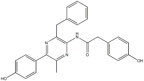 2-Methyl-3-(4-hydroxyphenyl)-5-benzyl-6-[1-oxo-2-(4-hydroxyphenyl)ethylamino]pyrazine Structure