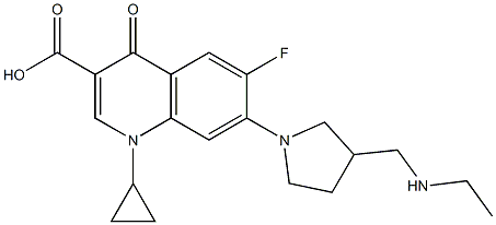 1-Cyclopropyl-6-fluoro-1,4-dihydro-4-oxo-7-[3-(ethylaminomethyl)-1-pyrrolidinyl]quinoline-3-carboxylic acid 구조식 이미지