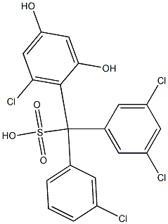 (3-Chlorophenyl)(3,5-dichlorophenyl)(6-chloro-2,4-dihydroxyphenyl)methanesulfonic acid 구조식 이미지