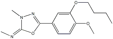 2-Methylimino-3-methyl-5-(4-methoxy-3-butoxyphenyl)-2,3-dihydro-1,3,4-oxadiazole 구조식 이미지