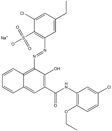 2-Chloro-4-ethyl-6-[[3-[[(3-chloro-6-ethoxyphenyl)amino]carbonyl]-2-hydroxy-1-naphtyl]azo]benzenesulfonic acid sodium salt Structure