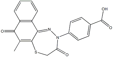 7,8-Dihydro-6-methyl-10-[4-carboxyphenyl]-7-thia-10,11-diaza-10H-cyclohepta[a]naphthalene-5,9-dione 구조식 이미지