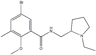 N-[(1-Ethyl-2-pyrrolidinyl)methyl]-2-methoxy-5-bromo-3-methylbenzamide Structure