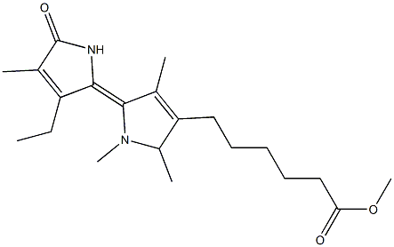 2-[(2Z)-3-Ethyl-4-methyl-5-oxo-(2,5-dihydro-1H-pyrrol)-2-ylidene]methyl-3,5-dimethyl-1H-pyrrole-4-hexanoic acid methyl ester Structure