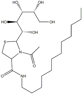 2-[(1S,2S,3R,4R)-1,2,3,4,5-Pentahydroxypentyl]-3-acetyl-4-(dodecylcarbamoyl)thiazolidine Structure