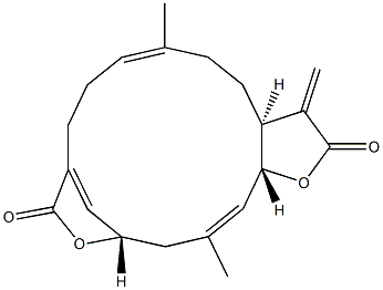 (3aS,6E,13S,15E,16aR)-3a,4,5,8,9,13,14,16a-Octahydro-6,15-dimethyl-3-methylene-11H-13,10-methenofuro[2,3-f]oxacyclopentadecin-2,11(3H)-dione 구조식 이미지