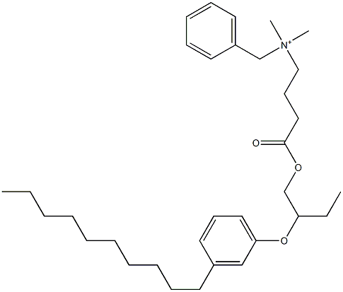 N,N-Dimethyl-N-benzyl-N-[3-[[2-(3-decylphenyloxy)butyl]oxycarbonyl]propyl]aminium Structure