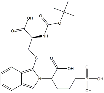 S-[2-(4-Phosphono-1-carboxybutyl)-2H-isoindol-1-yl]-N-[(tert-butyloxy)carbonyl]-L-cysteine 구조식 이미지