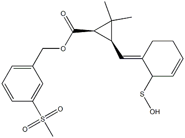 (1R,3S)-2,2-Dimethyl-3-[[(3E)-2,3,4,5-tetrahydro-2-oxothiophen]-3-ylidenemethyl]cyclopropane-1-carboxylic acid-3-(methylsulfonyl)benzyl ester 구조식 이미지