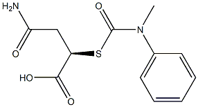 (+)-N-Methyl-N-phenylthiocarbamic acid S-[(R)-1-carboxy-2-(aminocarbonyl)ethyl] ester 구조식 이미지