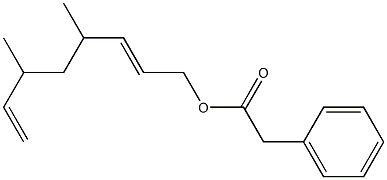 Phenylacetic acid 4,6-dimethyl-2,7-octadienyl ester Structure