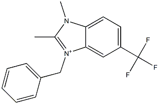 1,2-Dimethyl-3-phenylmethyl-5-trifluoromethyl-1H-benzimidazol-3-ium Structure