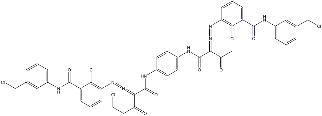 3,3'-[2-(Chloromethyl)-1,4-phenylenebis[iminocarbonyl(acetylmethylene)azo]]bis[N-[3-(chloromethyl)phenyl]-2-chlorobenzamide] 구조식 이미지