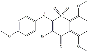 3-Bromo-5,8-dimethoxy-2-(4-methoxyphenylamino)-4-oxo-4H-1-benzothiopyran 1,1-dioxide 구조식 이미지