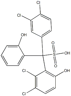 (3,4-Dichlorophenyl)(2,3-dichloro-6-hydroxyphenyl)(2-hydroxyphenyl)methanesulfonic acid 구조식 이미지