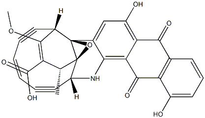 (1R,4S,4aS,14R,14aR)-1,4,7,12,13,14-Hexahydro-6,11-dihydroxy-3-methoxy-1-methyl-7,12-dioxo-4a,14a-epoxy-4,14-(3-hexene-1,5-diyne-1,6-diyl)naphtho[2,3-c]phenanthridine-2-carboxylic acid 구조식 이미지