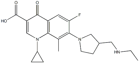 1-Cyclopropyl-6-fluoro-8-methyl-1,4-dihydro-7-[3-(ethylaminomethyl)pyrrolidin-1-yl]-4-oxoquinoline-3-carboxylic acid Structure