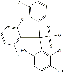 (3-Chlorophenyl)(2,6-dichlorophenyl)(6-chloro-2,5-dihydroxyphenyl)methanesulfonic acid 구조식 이미지