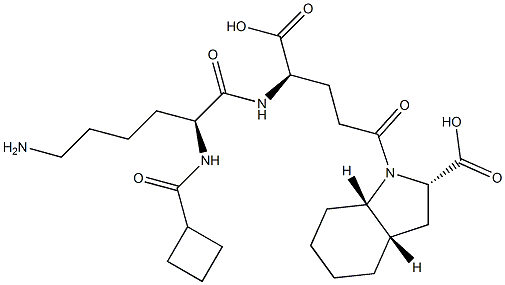 (2S,3aS,7aS)-Octahydro-1-[(4R)-4-[[(2S)-6-amino-2-[cyclobutylcarbonylamino]hexanoyl]amino]-4-carboxybutyryl]-1H-indole-2-carboxylic acid Structure
