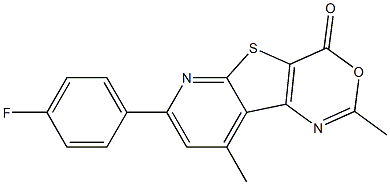 2,9-Dimethyl-7-(4-fluorophenyl)-4H-pyrido[3',2':4,5]thieno[3,2-d][1,3]oxazin-4-one 구조식 이미지