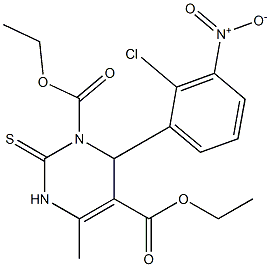 1,2,3,4-Tetrahydro-6-methyl-4-(2-chloro-3-nitrophenyl)-2-thioxopyrimidine-3,5-dicarboxylic acid diethyl ester 구조식 이미지
