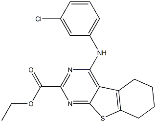 5,6,7,8-Tetrahydro-4-(3-chlorophenylamino)[1]benzothieno[2,3-d]pyrimidine-2-carboxylic acid ethyl ester Structure