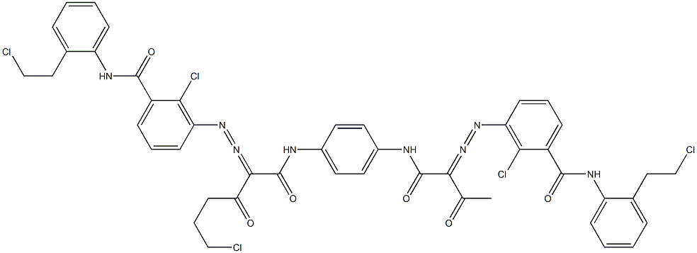 3,3'-[2-(2-Chloroethyl)-1,4-phenylenebis[iminocarbonyl(acetylmethylene)azo]]bis[N-[2-(2-chloroethyl)phenyl]-2-chlorobenzamide] 구조식 이미지