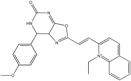 1-Ethyl-2-[2-[[5,6,7,7a-tetrahydro-5-oxo-7-(4-methoxyphenyl)oxazolo[5,4-d]pyrimidin]-2-yl]ethenyl]quinolinium 구조식 이미지