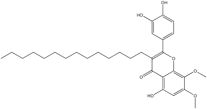 5-Hydroxy-2-(3,4-dihydroxyphenyl)-7,8-dimethoxy-3-tetradecyl-4H-1-benzopyran-4-one Structure