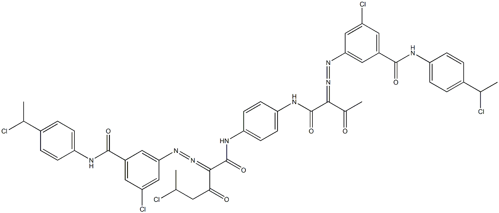 3,3'-[2-(1-Chloroethyl)-1,4-phenylenebis[iminocarbonyl(acetylmethylene)azo]]bis[N-[4-(1-chloroethyl)phenyl]-5-chlorobenzamide] Structure